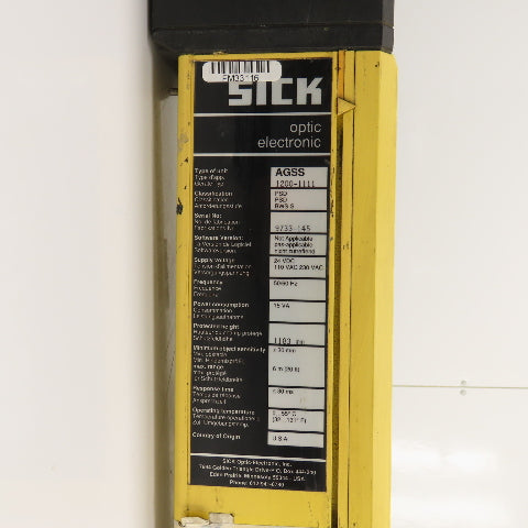Sick 1200-1111 AGSS Safety Light Curtain Transmitter 1183mm H x 6m Range