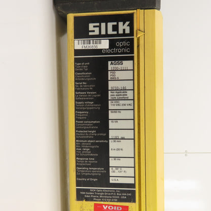 Sick 1200-1111 AGSS Safety Light Curtain Transmitter 1183mm H x 6m Range