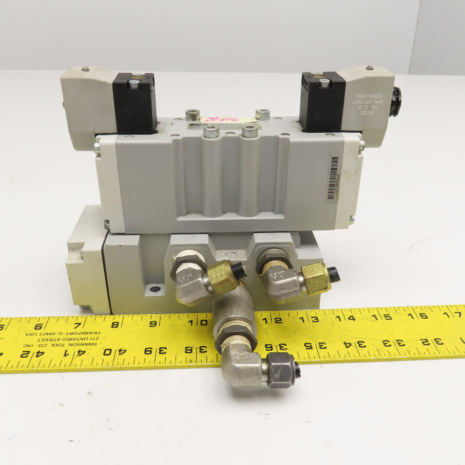 Parker H22VXBG023C 2 Position Double Solenoid Valve 120V Coil 1/2" NPT Manifold