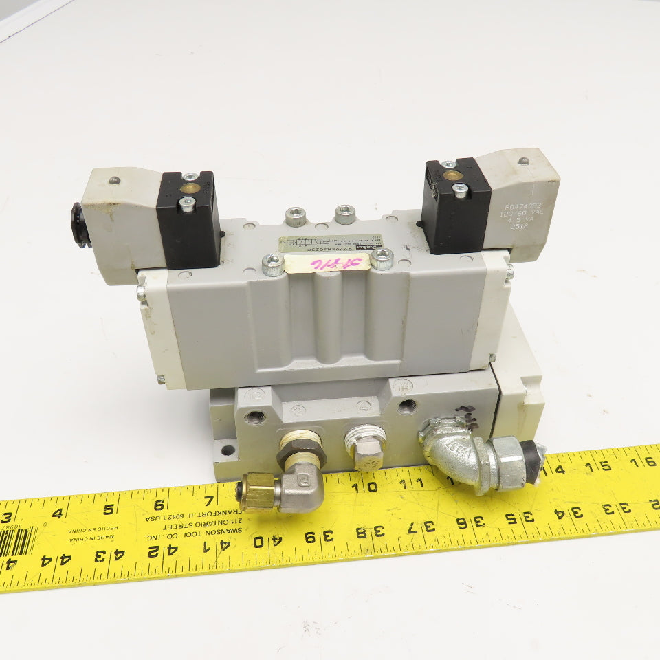 Parker H22VXBG023C 2 Position Double Solenoid Valve 120V Coil 1/2" NPT Manifold
