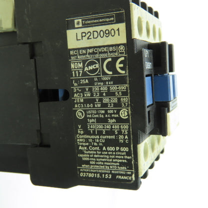 Telemecanique LP1 D0901 7.5Hp 600V 25A Contactor 24V Coil Lot Of 2