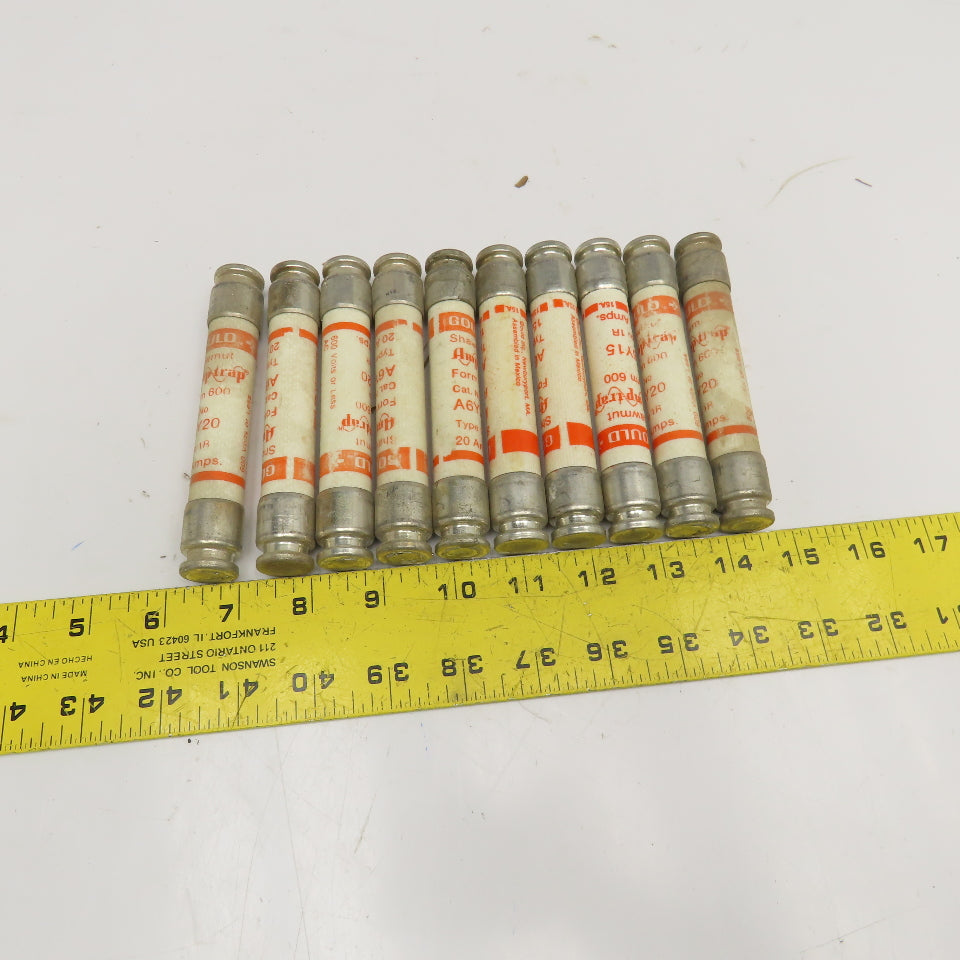 Gould Shawmut A6Y20 Amp Trap 20A 600V Type 1R Fuse NOS Lot Of 10