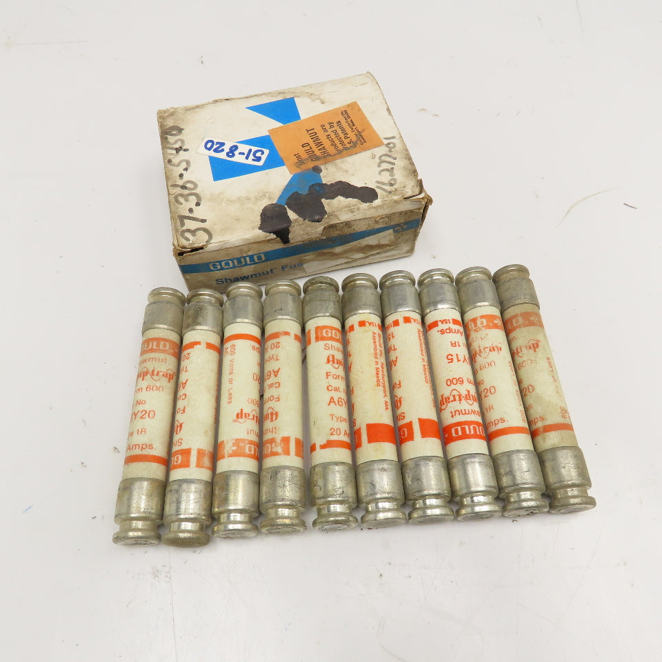 Gould Shawmut A6Y20 Amp Trap 20A 600V Type 1R Fuse NOS Lot Of 10