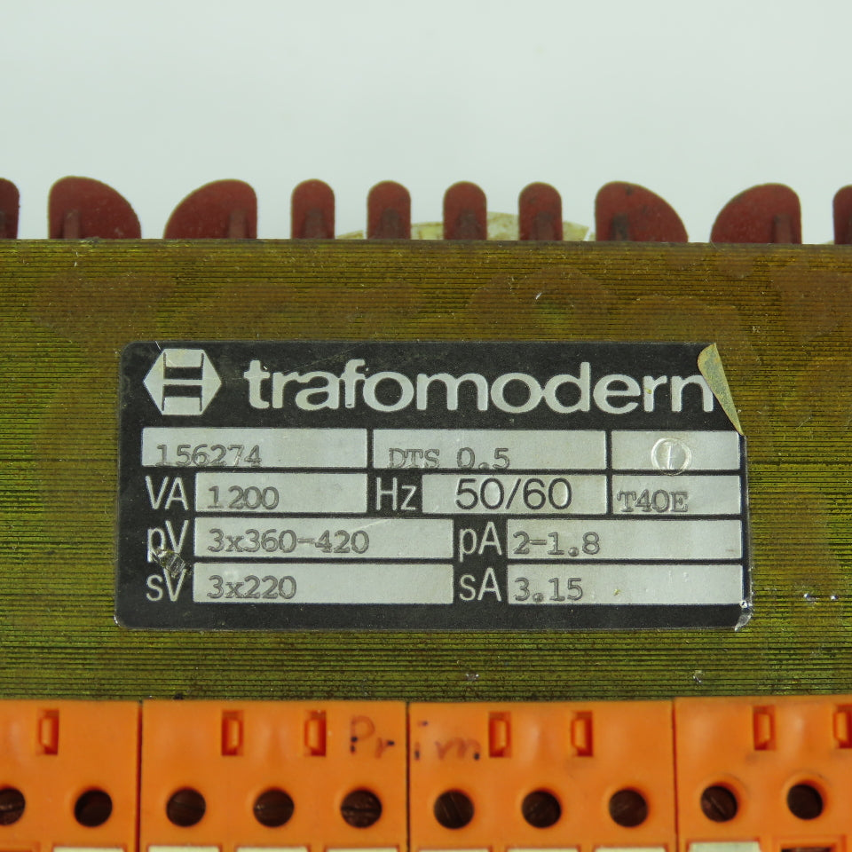 Trafomodern 156274 1200VA Transformer Pri 360-420V Sec 220V 3PH 50/60HZ T40E