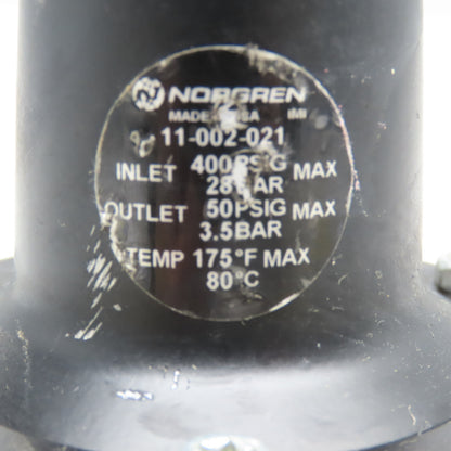 Norgren 11-002-021 Precision Air Pressure Regulator 1/4" NPT 400PSI Max