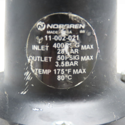 Norgren 11-002-021 Precision Air Pressure Regulator 1/4" NPT 400PSI Max