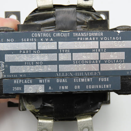 Allen Bradley 550/600V Pri. .060kVa 110/120V Sec. 40Hz Control Transformer