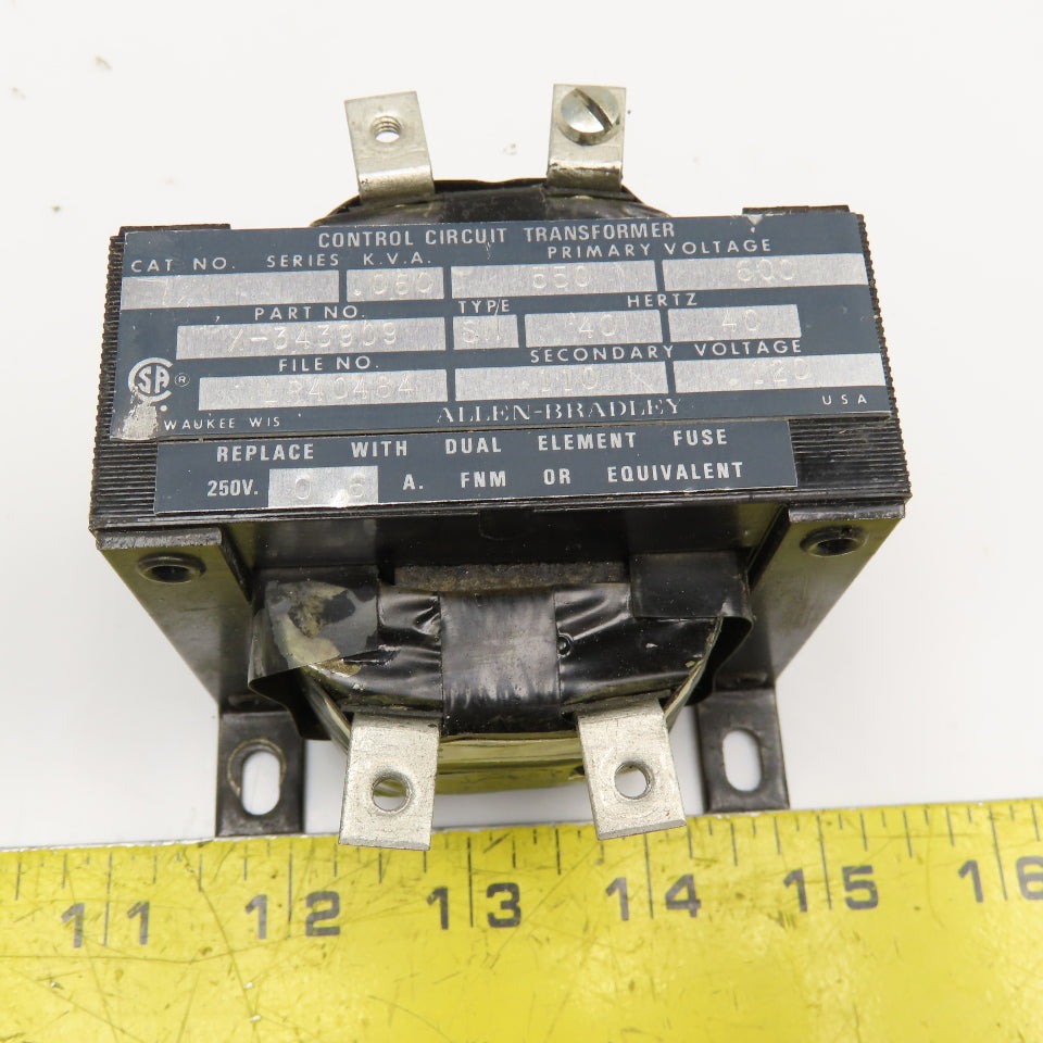Allen Bradley 550/600V Pri. .060kVa 110/120V Sec. 40Hz Control Transformer