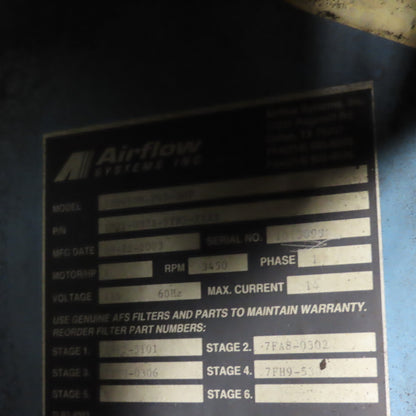 Airflow Systems 1200VOM Oil Mist Cabinet Collection System 115V 1HP 1200CFM