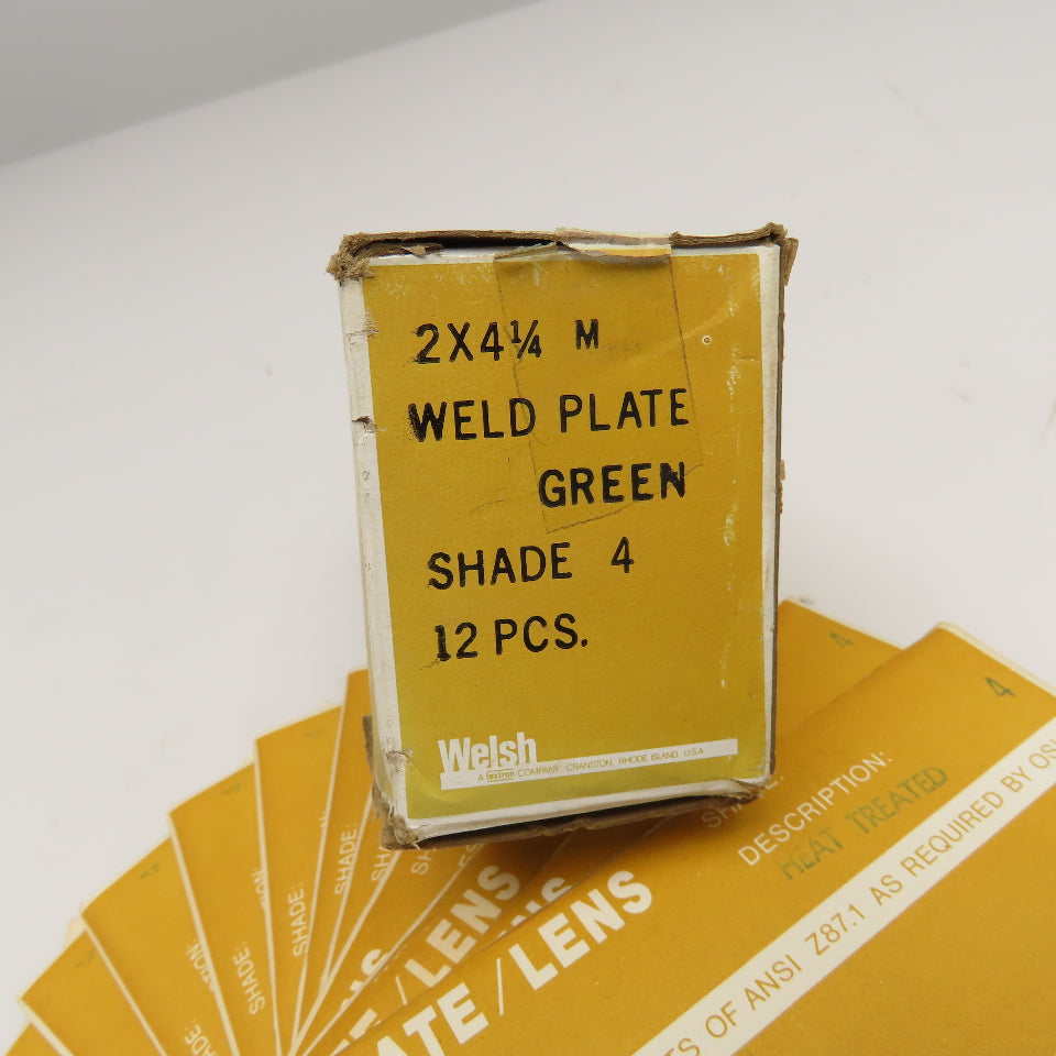 Welsh 2" x 4-1/4" Green Shade 4 Weld Plate Shield Glass Heat Treated Lot Of 12