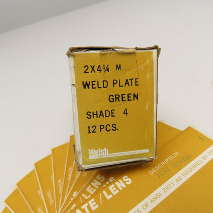 Welsh 2" x 4-1/4" Green Shade 4 Weld Plate Shield Glass Heat Treated Lot Of 12