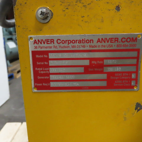 Anver Air Powered Vacuum Lifter Spreader 4400 LB Capacity 20' L x 6' W 115V 1PH