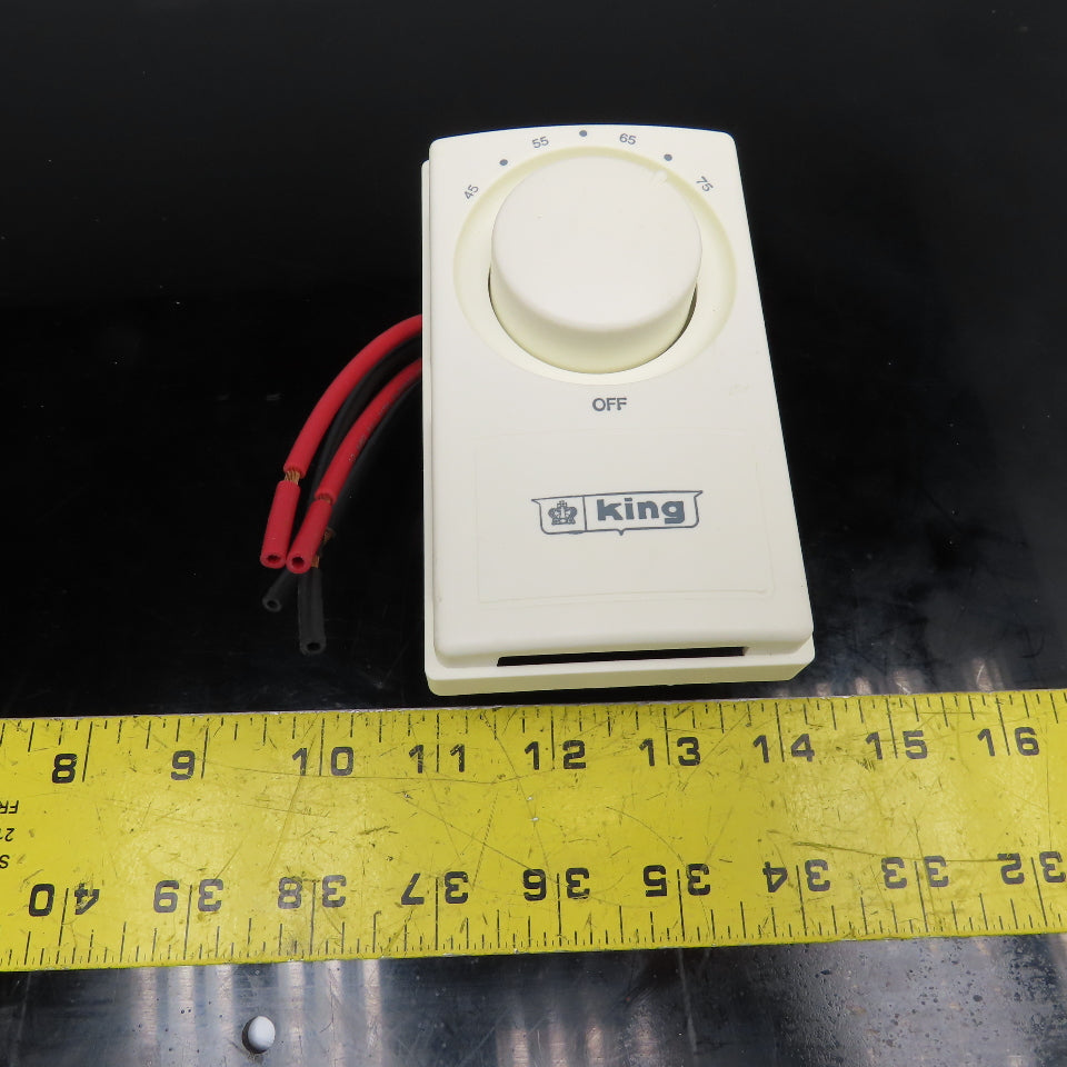 King K602W Line Voltage Thermostat 22A 120/240V 45-75°F White