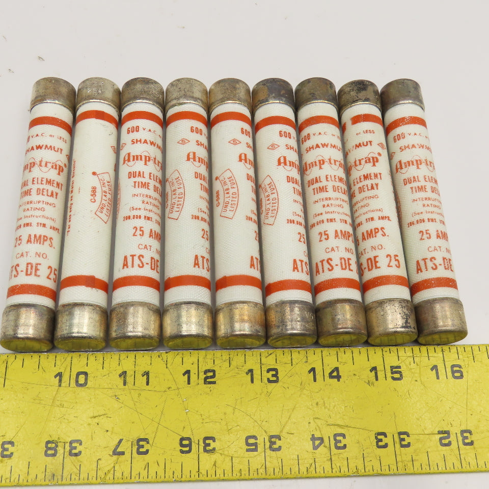 Shawmut ATS-DE Amp Trap 25A 600V Class K-5 Dual Element Fuse Lot Of 9