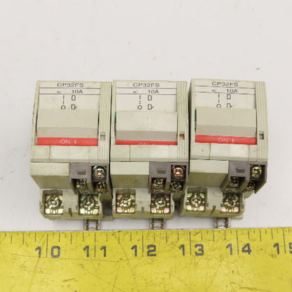 Fuji Electric CP32FS/10WD 10A Circuit Protector 250V 2 Pole Lot Of 3