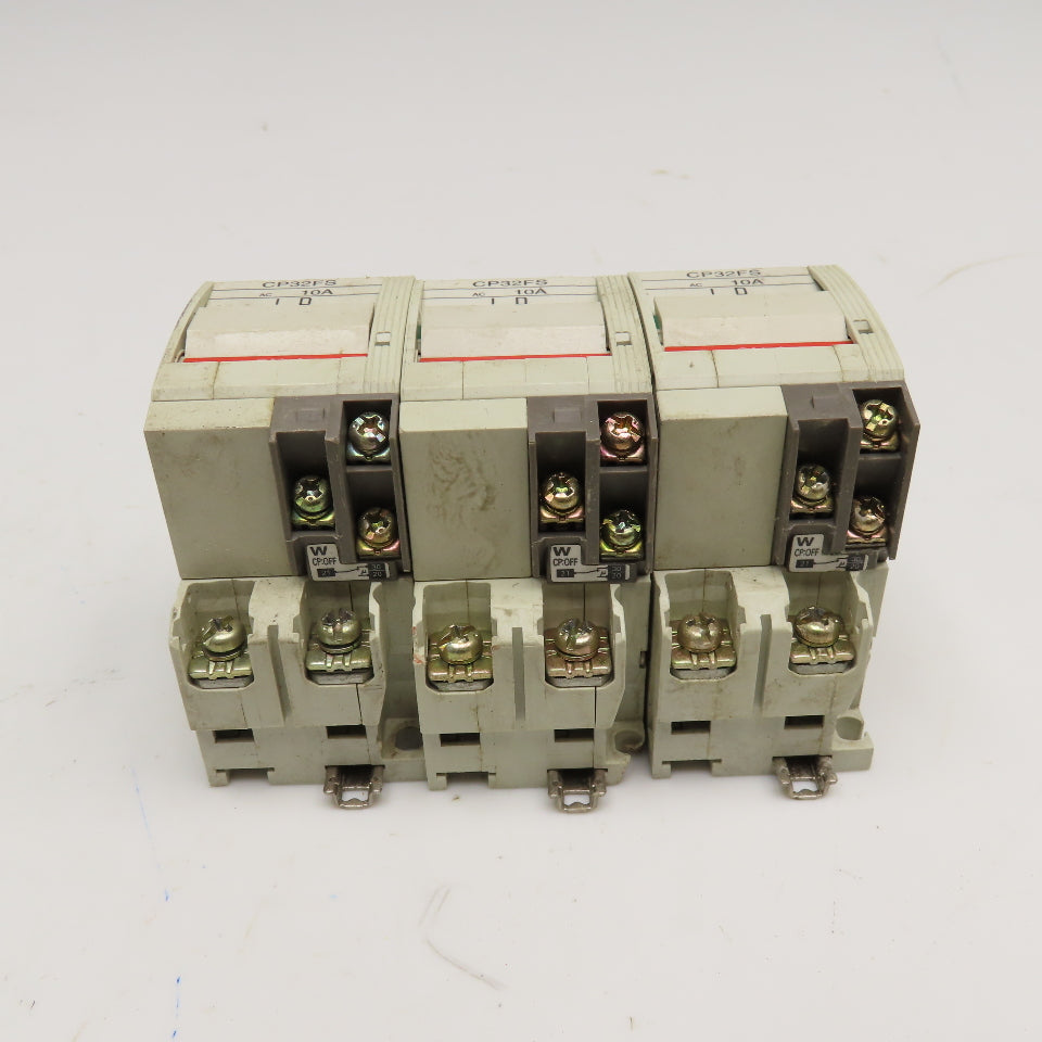 Fuji Electric CP32FS/10WD 10A Circuit Protector 250V 2 Pole Lot Of 3