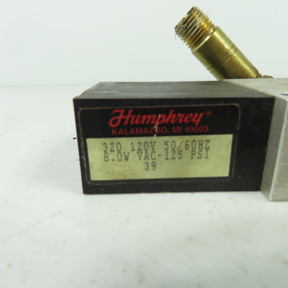 Humphrey 320 Pneumatic Valve 120V 50/60Hz 8.0W VAC -125 PSI 1/4" NPT