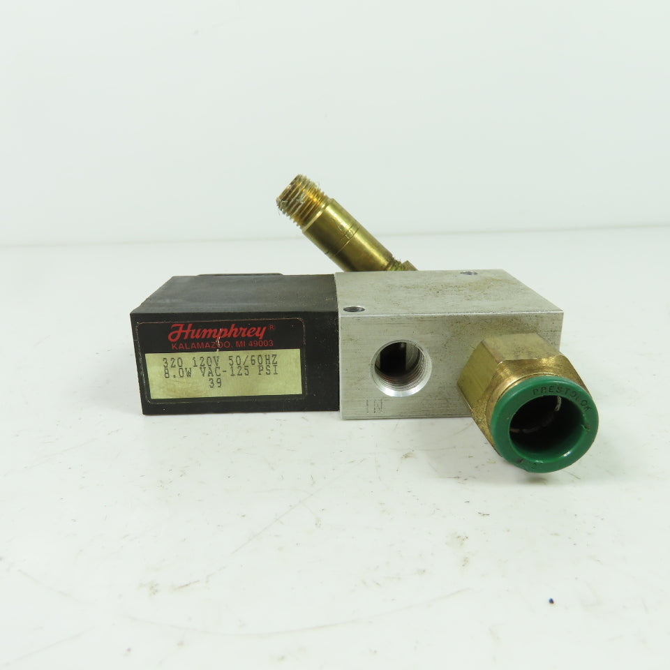 Humphrey 320 Pneumatic Valve 120V 50/60Hz 8.0W VAC -125 PSI 1/4" NPT