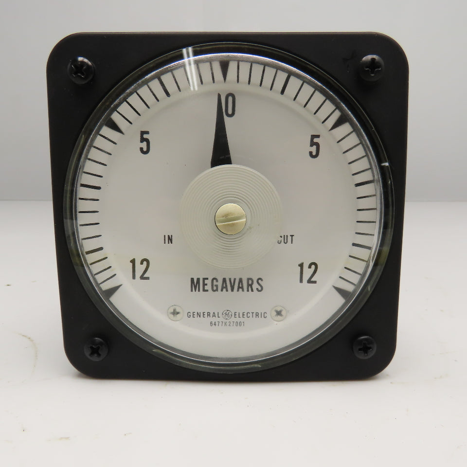 General Electric 6477K27001 0-12 Megavar Varmeter Panel Ammeter