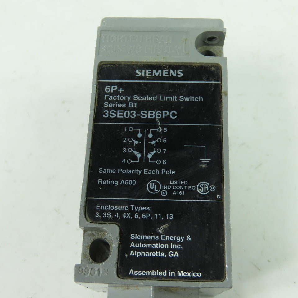 Siemens 3SE03-SB6PC Limit Switch Series B1 Rating A600