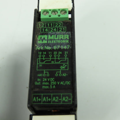 Murr Elektronik 67147 Output Relay Module 24VDC In 250VAC 5A Out Lot Of 4