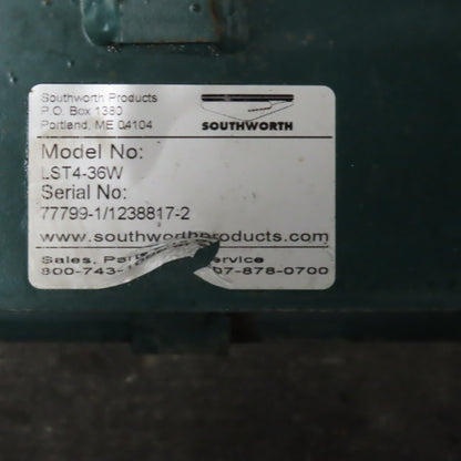 Southworth LST4-36W 4000LB 96" x 36" Rotating Tandem Scissor Lift Table 115V 1PH