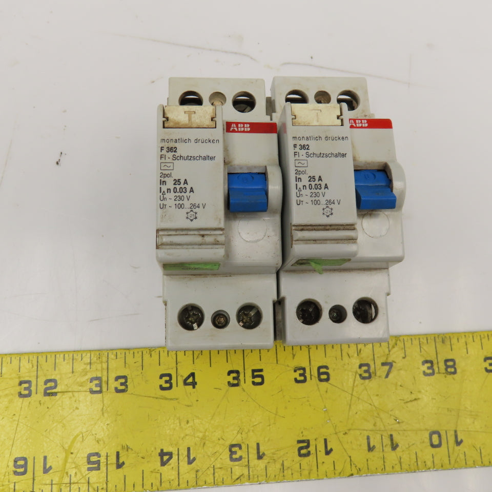 ABB F362 25A 2 Pole Circuit Breaker 230V Lot Of 2