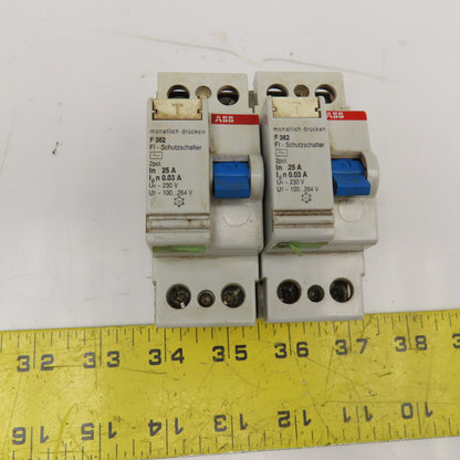 ABB F362 25A 2 Pole Circuit Breaker 230V Lot Of 2