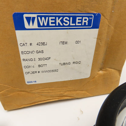 Weksler 423EJ 30-240°F Gas Actuated Thermometer Direct Mount 4" Dial