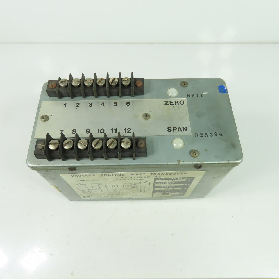 Scientific Columbus XL 3-1K5P-A7 Process Control Watt Transducer 120VAC 5A 60Hz