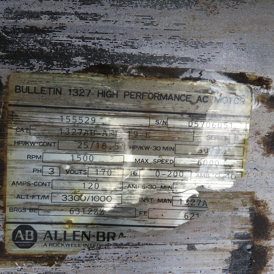 Allen Bradley 1327AB-AFL-19-E 25HP High Performance AC Motor 1500RPM 170V 3PH
