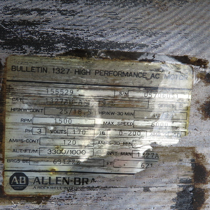 Allen Bradley 1327AB-AFL-19-E 25HP High Performance AC Motor 1500RPM 170V 3PH