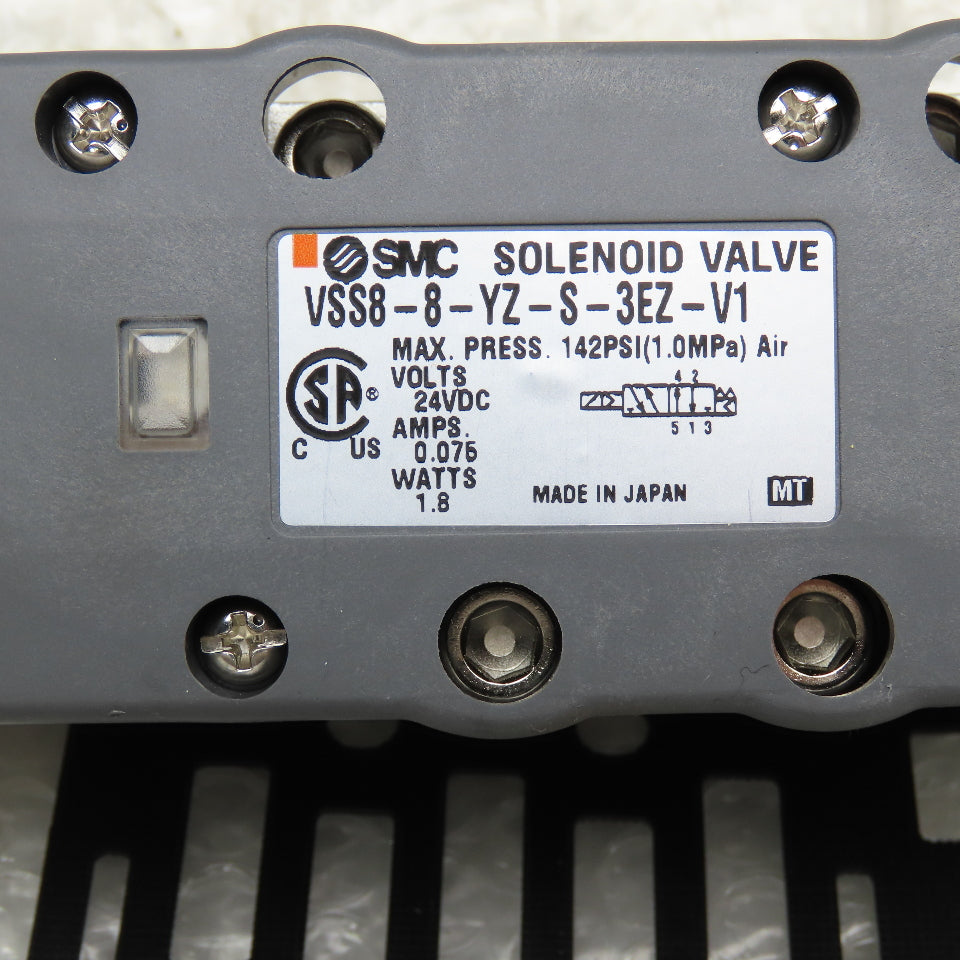 SMC VSS8-8-YZ-S-3EZ-V1 Pneumatic Directional Valve 2 Position 21-26VDC Coil