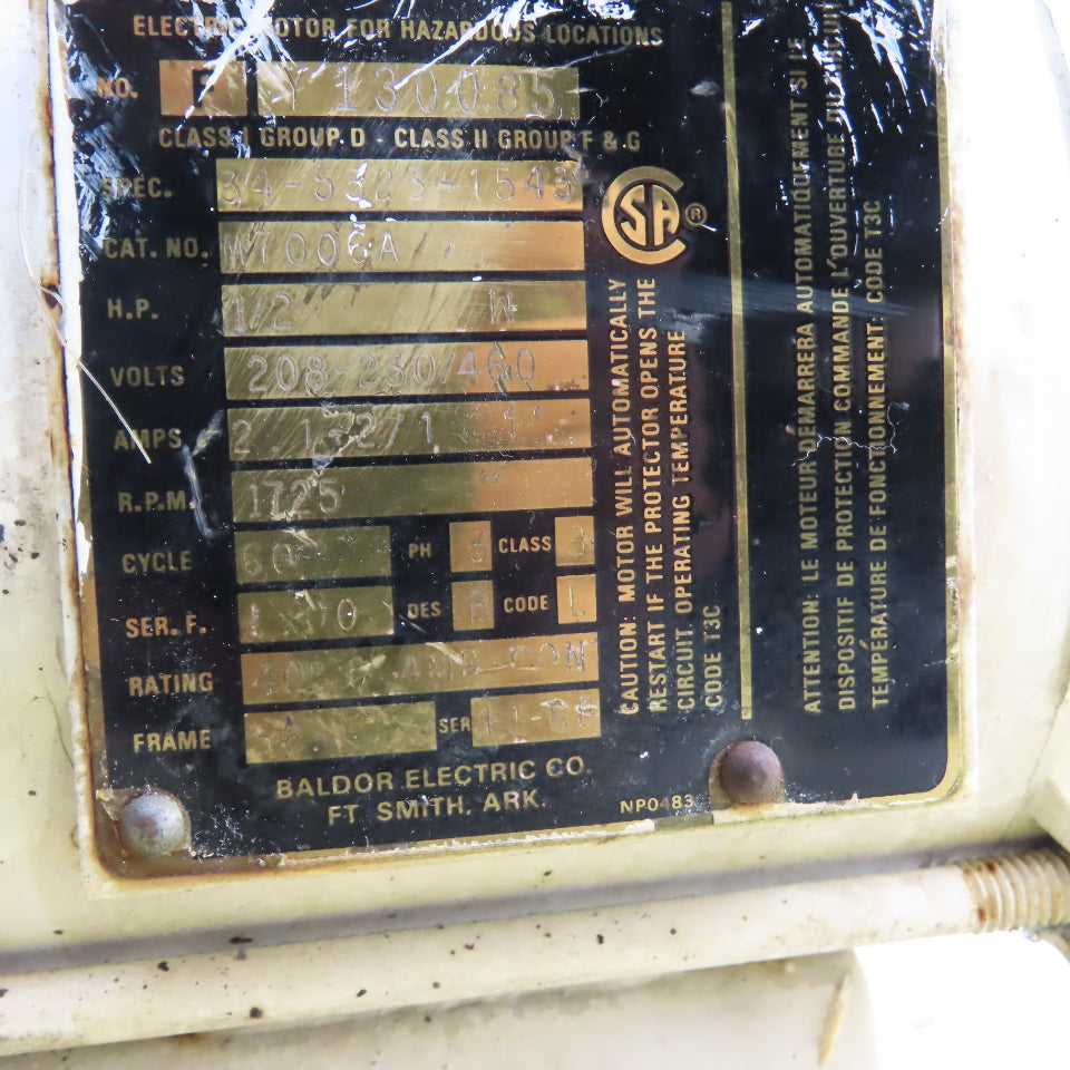Baldor M7006A 1/2HP Hazardous Location Motor 1725RPM 208-230/460V 3PH 56 Frame