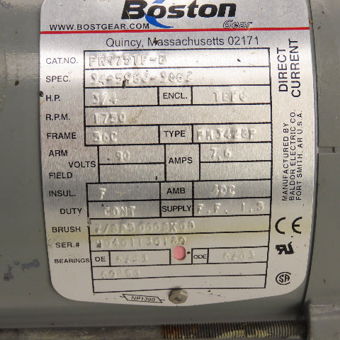 Boston RF718-25-B5-6 25:1 Ratio Left Hand Gear Reducer 3/4HP 70RPM 90VDC