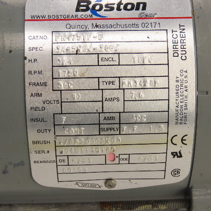 Boston RF718-25-B5-6 25:1 Ratio Left Hand Gear Reducer 3/4HP 70RPM 90VDC