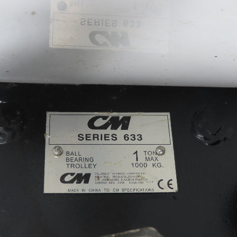 CM Series 633 1 Ton Ball Bearing Hoist Trolley 3-1/2"- 10" Flange