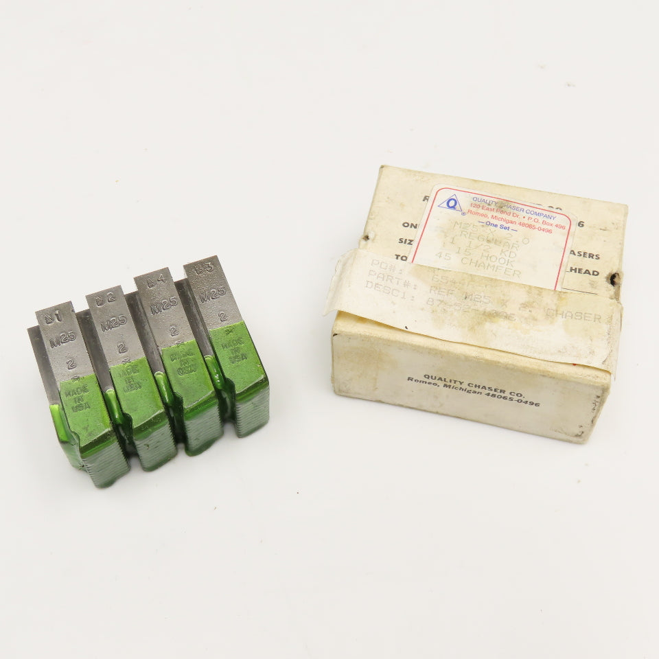 Quality Chaser Company M25 x 2.0 Regular 1-1/2KD 15 Hook Thread Chaser 45° Set/4
