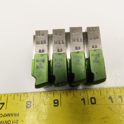Quality Chaser Company M22 x 2.5 Regular 1-1/2KD 15 Hook Thread Chaser 45° Set/4