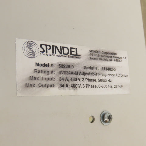 Spindel 50228-0 27Hp Adjustable Frequency AC Drive 4V034A-M 460V 3Ph 34A