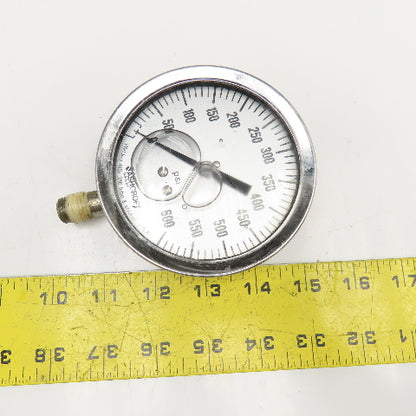 Ashcroft 0-600 PSI Glycerin Filled Pressure Gauge 1/4" NPT Bottom Port 4" Dial