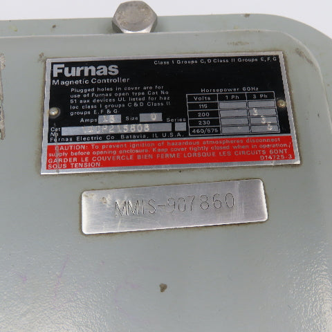 509-B0D 27A Size 1 600V Motor Starter 120V Coil Furnas Hazardous Location Box