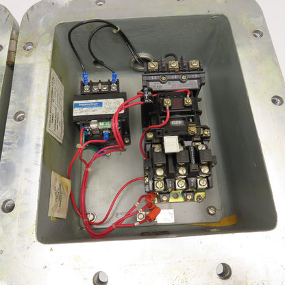 509-B0D 27A Size 1 600V Motor Starter 120V Coil Furnas Hazardous Location Box