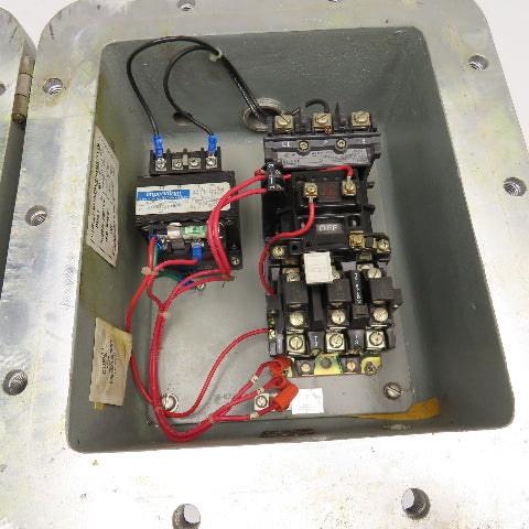 509-B0D 27A Size 1 600V Motor Starter 120V Coil Furnas Hazardous Location Box