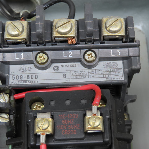509-B0D 27A Size 1 600V Motor Starter 120V Coil Furnas Hazardous Location Box