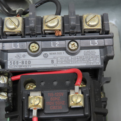 509-B0D 27A Size 1 600V Motor Starter 120V Coil Furnas Hazardous Location Box