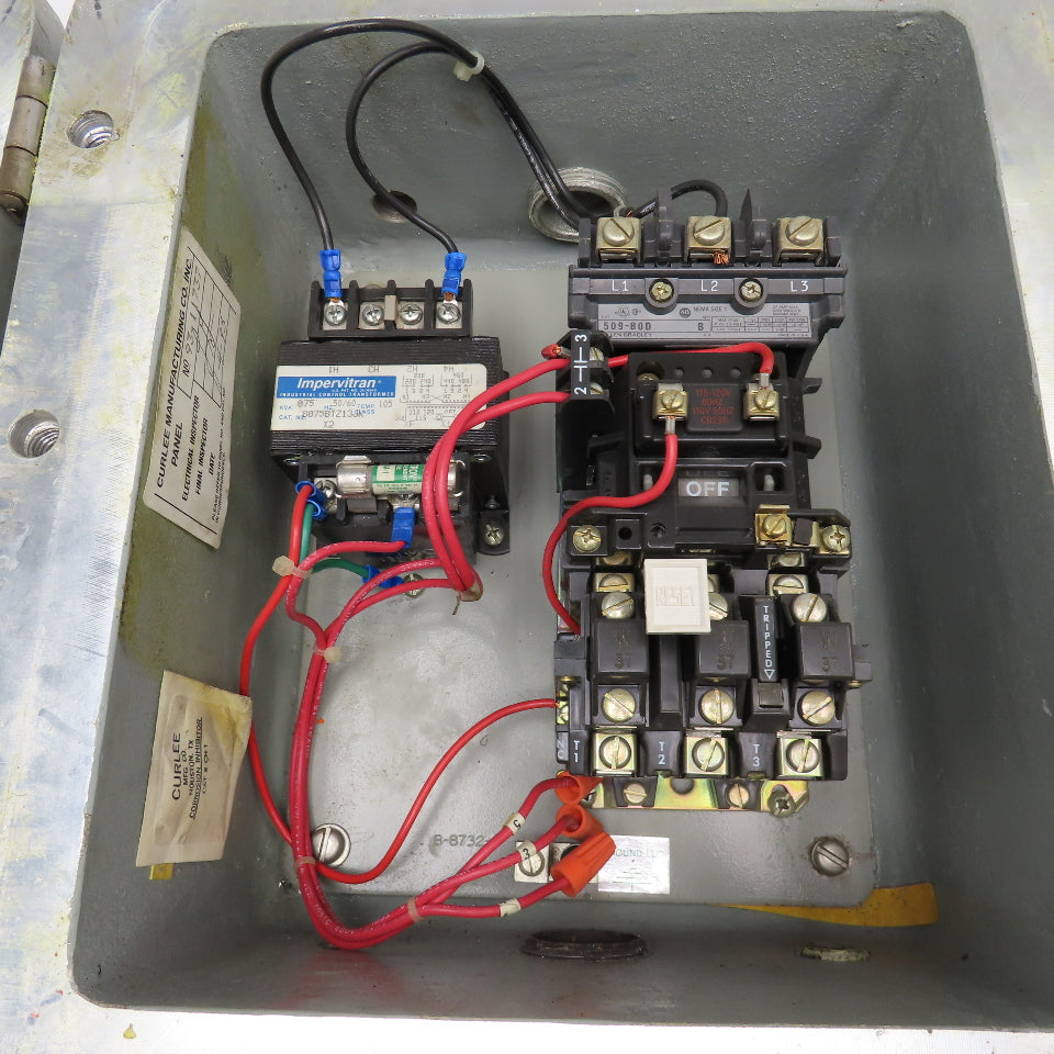 509-B0D 27A Size 1 600V Motor Starter 120V Coil Furnas Hazardous Location Box