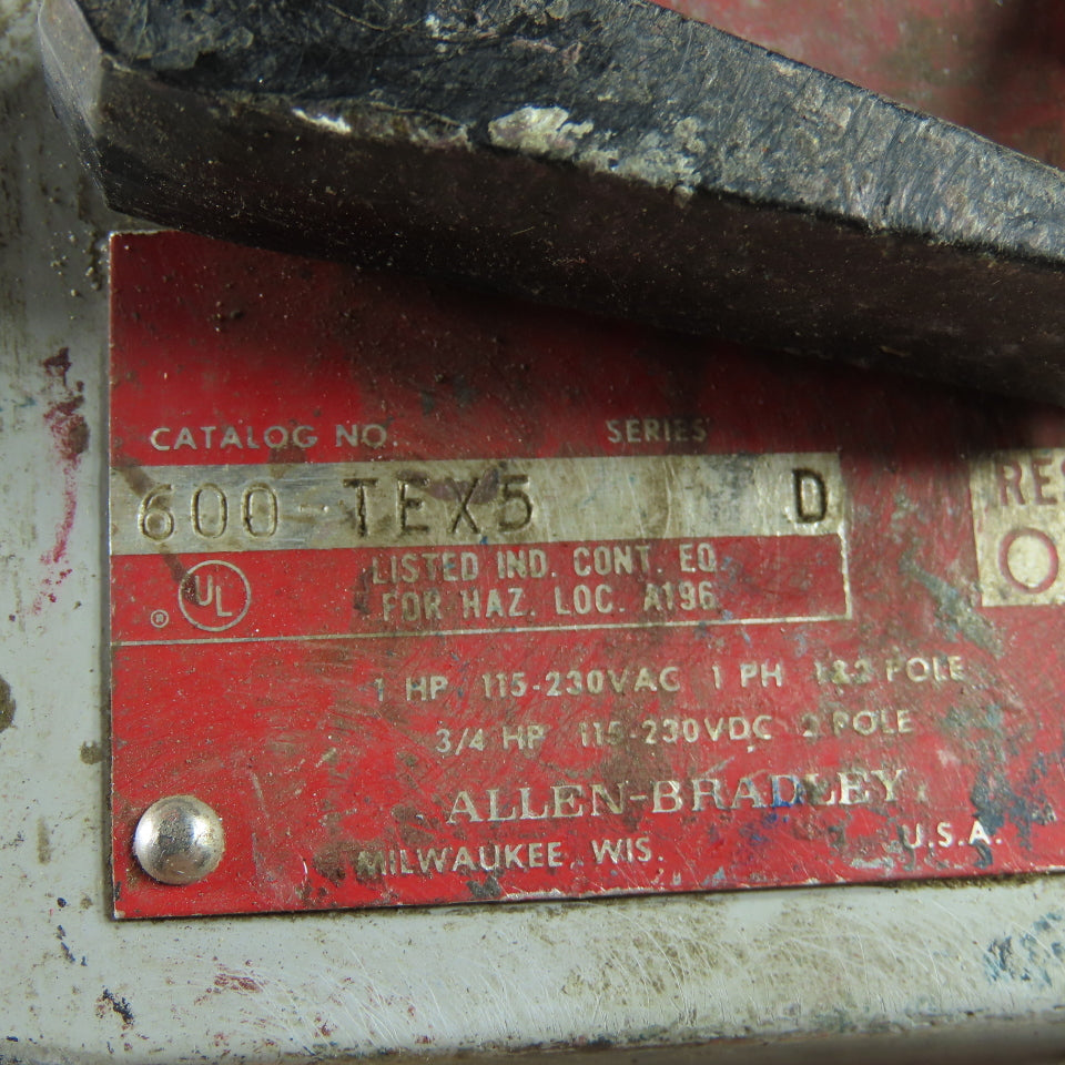 Allen Bradley 600-TEX5 Ser D Nema 7 & 9 Haz Location Manual Motor Starter Switch
