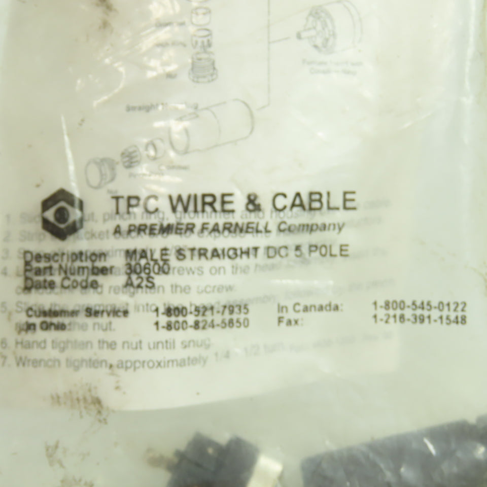 TPC Wire & Cable 30600 5-Pole DC Straight Male Connector