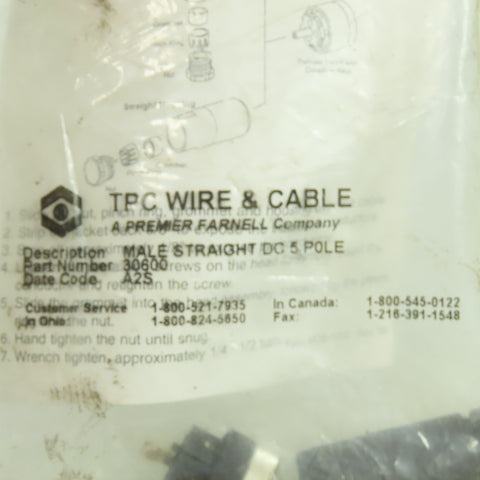 TPC Wire & Cable 30600 5-Pole DC Straight Male Connector